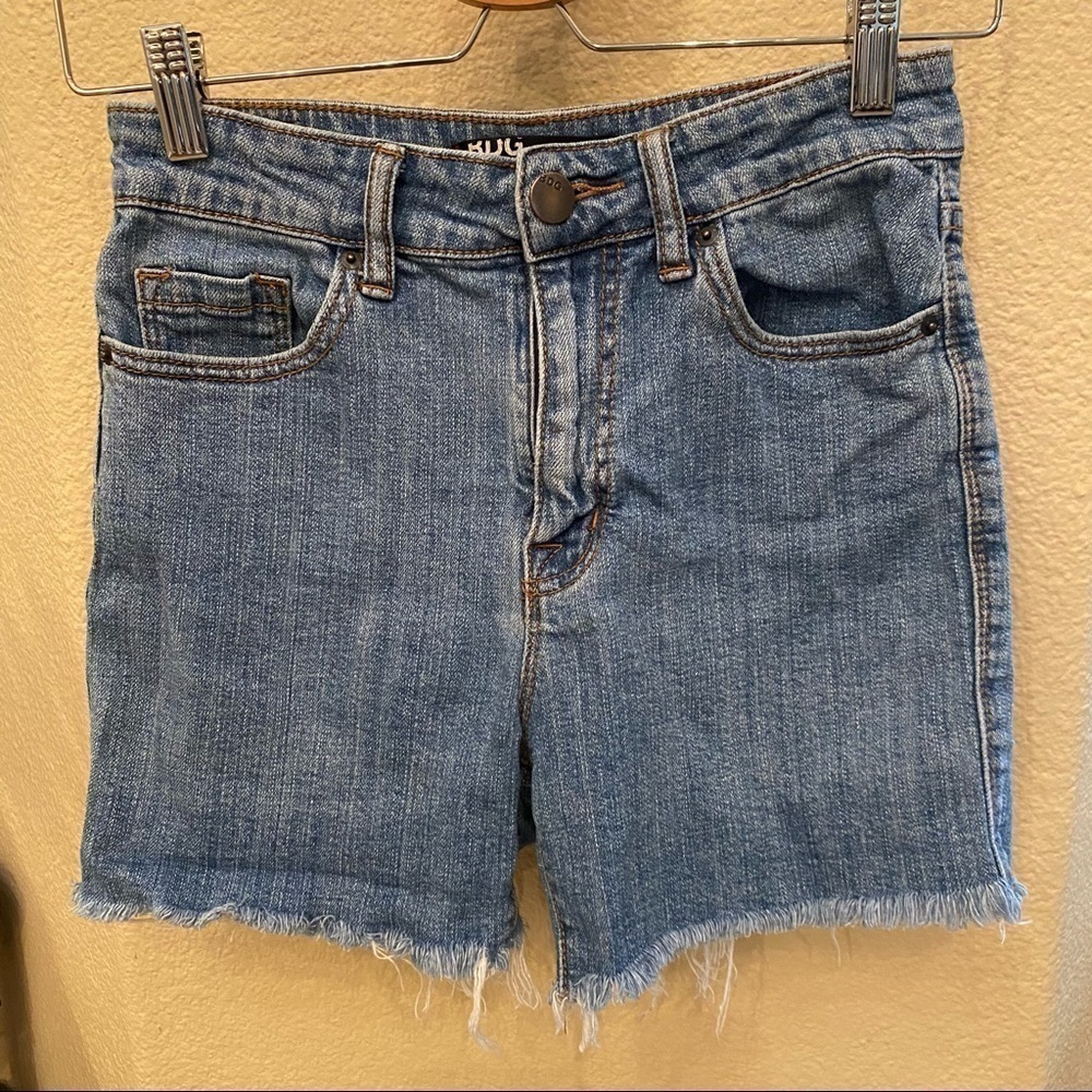 BDG Blue High Rise Raw Hem Jean Shorts Size 27